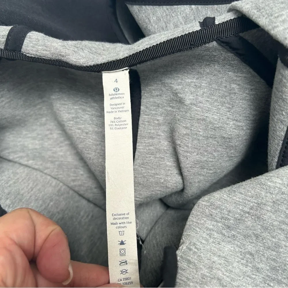 Lululemon City‎ Bound Hoodie Black Full Zip Sweatshirt Hood Size 4